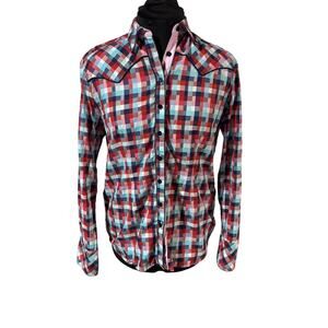 CR Ranchwear multi Color Checker Print Button Up *RARE PRINT* LARGE